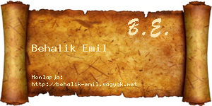 Behalik Emil névjegykártya
